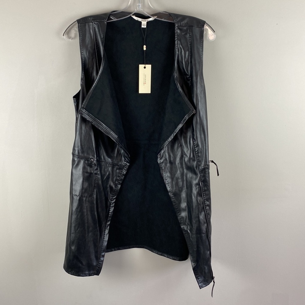 NWT Studio M Jacqueline Sleeveless Faux Leather Dress Size Large